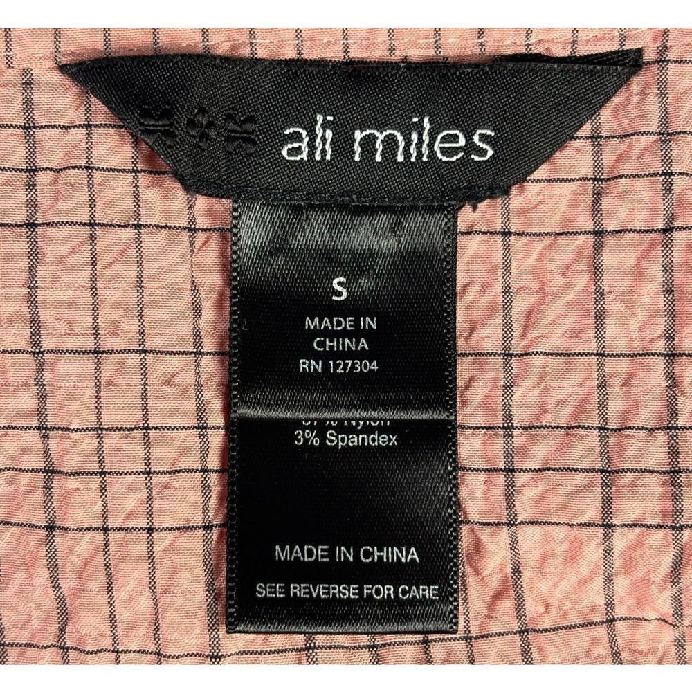 Ali Miles Tunic Size Small Pink Black 3/4 Sleeves Buttons Lagenlook Artsy Work - Picture 8 of 12